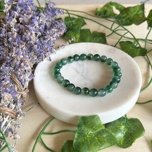 Green Grass Chalcedony gemstone stretch bracelet